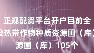 正规配资平台开户目前全国共建设热带作物种质资源圃（库）105个